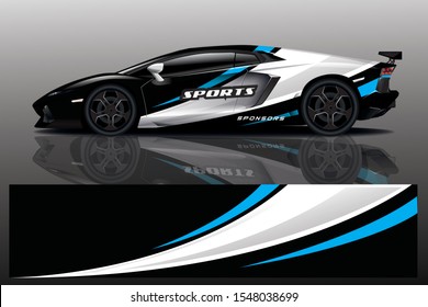 Car decal wrap design vector. Graphic abstract stripe racing background kit designs for vehicle, race car, rally, adventure and livery - Vector eps 10