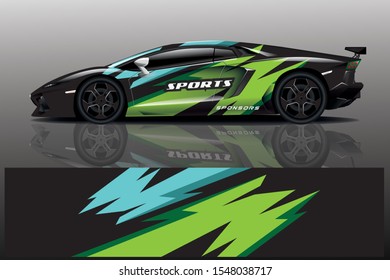 Car decal wrap design vector. Graphic abstract stripe racing background kit designs for vehicle, race car, rally, adventure and livery - Vector eps 10