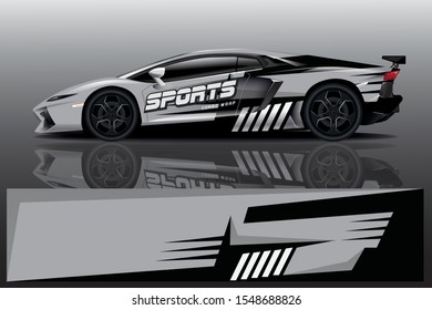 Car decal wrap design vector. Graphic abstract stripe racing background kit designs for vehicle, race car, rally, adventure and livery - Vector eps 10