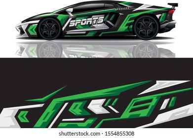 Car decal wrap design vector. Graphic abstract stripe racing background kit designs for vehicle, race car, rally, adventure and livery - eps 10