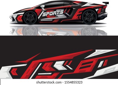 Car decal wrap design vector. Graphic abstract stripe racing background kit designs for vehicle, race car, rally, adventure and livery - eps 10