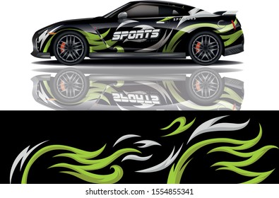 Car decal wrap design vector. Graphic abstract stripe racing background kit designs for vehicle, race car, rally, adventure and livery - eps 10