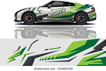 Car decal wrap design vector. Graphic abstract stripe racing background kit designs for vehicle, race car, rally, adventure and livery - eps 10