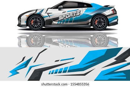 Car decal wrap design vector. Graphic abstract stripe racing background kit designs for vehicle, race car, rally, adventure and livery - eps 10