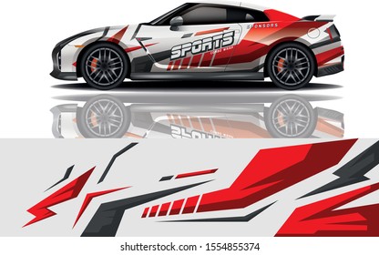 Car decal wrap design vector. Graphic abstract stripe racing background kit designs for vehicle, race car, rally, adventure and livery - eps 10