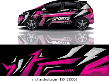 Car decal wrap design vector. Graphic abstract stripe racing background kit designs for vehicle, race car, rally, adventure and livery - eps 10