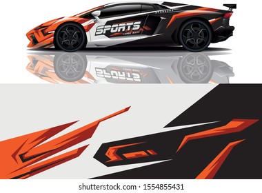 Car decal wrap design vector. Graphic abstract stripe racing background kit designs for vehicle, race car, rally, adventure and livery - eps 10