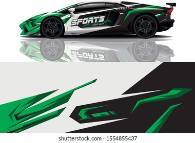 Car decal wrap design vector. Graphic abstract stripe racing background kit designs for vehicle, race car, rally, adventure and livery - eps 10