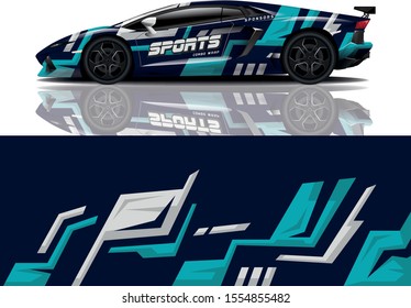 Car decal wrap design vector. Graphic abstract stripe racing background kit designs for vehicle, race car, rally, adventure and livery - eps 10