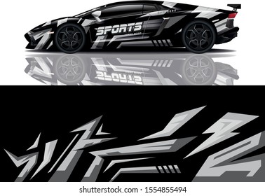 Car decal wrap design vector. Graphic abstract stripe racing background kit designs for vehicle, race car, rally, adventure and livery - eps 10