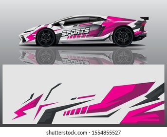 Car decal wrap design vector. Graphic abstract stripe racing background kit designs for vehicle, race car, rally, adventure and livery - eps 10