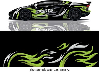Car decal wrap design vector. Graphic abstract stripe racing background kit designs for vehicle, race car, rally, adventure and livery - eps 10
