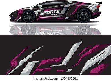 Car decal wrap design vector. Graphic abstract stripe racing background kit designs for vehicle, race car, rally, adventure and livery - eps 10