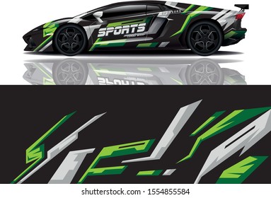 Car decal wrap design vector. Graphic abstract stripe racing background kit designs for vehicle, race car, rally, adventure and livery - eps 10