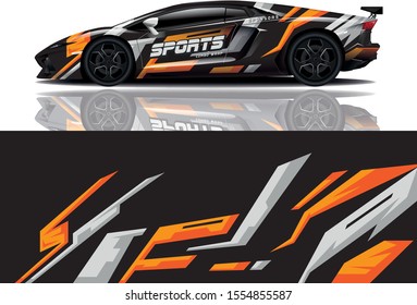 Car decal wrap design vector. Graphic abstract stripe racing background kit designs for vehicle, race car, rally, adventure and livery - eps 10