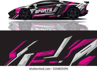 Car decal wrap design vector. Graphic abstract stripe racing background kit designs for vehicle, race car, rally, adventure and livery - eps 10