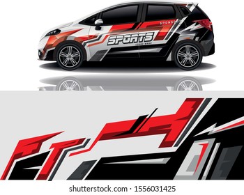 Car decal wrap design vector. Graphic abstract stripe racing background kit designs for vehicle  race car  rally  adventure and livery - Vector eps 10