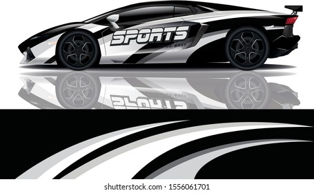 Car decal wrap design vector. Graphic abstract stripe racing background kit designs for vehicle  race car  rally  adventure and livery - Vector eps 10