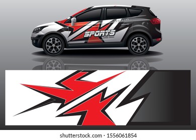 Car decal wrap design vector. Graphic abstract stripe racing background kit designs for vehicle  race car  rally  adventure and livery - Vector eps 10