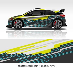 Car decal wrap design vector. Abstract background racing.