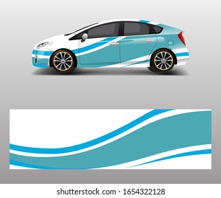 Car Decal Wrap Design Vector With Wave Element . Graphic Abstract Wave Shapes Racing For Vehicle, Race Car Template Design Vector