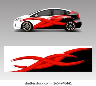 Car decal wrap design vector with wave element . Graphic abstract wave shapes racing for vehicle, race car template design vector