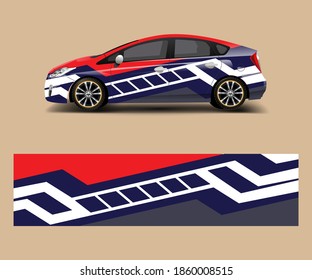 Car decal wrap design vector. Graphic abstract shapes racing for vehicle, race car template design vector