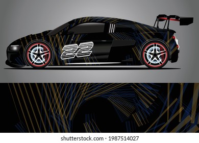 Car decal wrap design vector. Graphic abstract stripe racing background kit designs for vehicle race car rally adventure and livery	