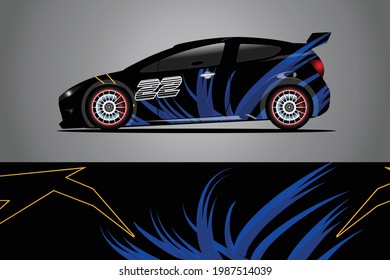 Car decal wrap design vector. Graphic abstract stripe racing background kit designs for vehicle race car rally adventure and livery	