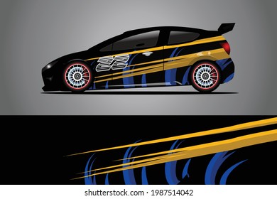 Car decal wrap design vector. Graphic abstract stripe racing background kit designs for vehicle race car rally adventure and livery	
