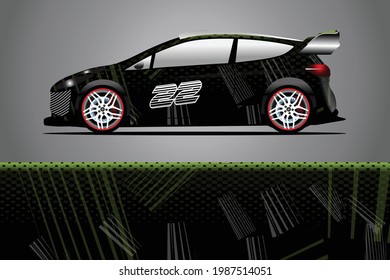 Car decal wrap design vector. Graphic abstract stripe racing background kit designs for vehicle race car rally adventure and livery	