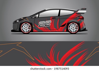 Car decal wrap design vector. Graphic abstract stripe racing background kit designs for vehicle race car rally adventure and livery	