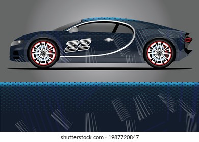 Car decal wrap design vector. Graphic abstract stripe racing background kit designs for vehicle race car rally adventure and livery	