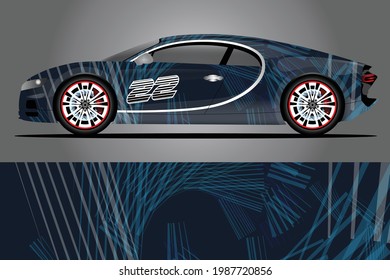 Car decal wrap design vector. Graphic abstract stripe racing background kit designs for vehicle race car rally adventure and livery	