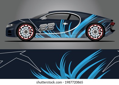 Car decal wrap design vector. Graphic abstract stripe racing background kit designs for vehicle race car rally adventure and livery	