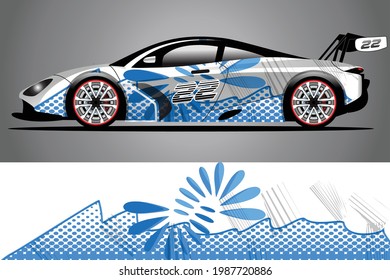 Car decal wrap design vector. Graphic abstract stripe racing background kit designs for vehicle race car rally adventure and livery	