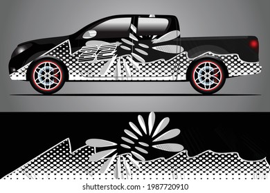 Car decal wrap design vector. Graphic abstract stripe racing background kit designs for vehicle race car rally adventure and livery	