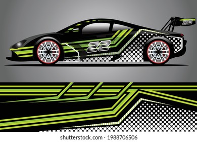 Car decal wrap design vector. Graphic abstract stripe racing background kit designs for vehicle race car rally adventure and livery	
