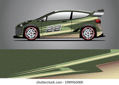 Car decal wrap design vector. Graphic abstract stripe racing background kit designs for vehicle race car rally adventure and livery	