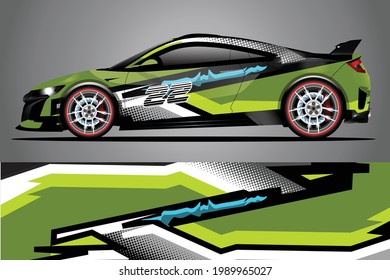 Car decal wrap design vector. Graphic abstract stripe racing background kit designs for vehicle race car rally adventure and livery	
