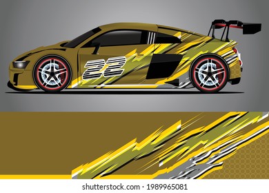 Car decal wrap design vector. Graphic abstract stripe racing background kit designs for vehicle race car rally adventure and livery	