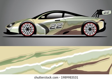 Car decal wrap design vector. Graphic abstract stripe racing background kit designs for vehicle race car rally adventure and livery	