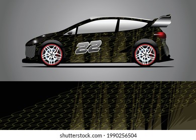 Car decal wrap design vector. Graphic abstract stripe racing background kit designs for vehicle race car rally adventure and livery	
