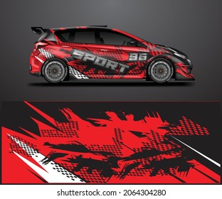 Car decal wrap design vector. Graphic abstract stripe racing background kit designs for vehicle, race car, rally .