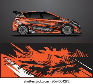 Car decal wrap design vector. Graphic abstract stripe racing background kit designs for vehicle, race car, rally .