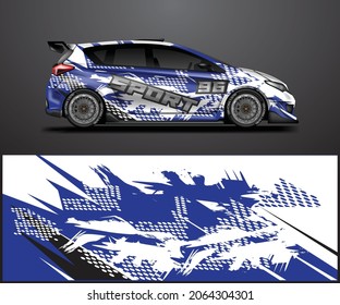 Vector de diseño de ajuste de calcomanías de auto. Diseños gráficos abstractos de banda de fondo para vehículos, autos de carreras, rally .