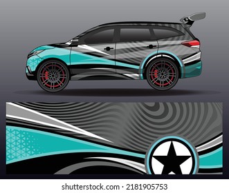 Design-Vektorgrafik der Autodekalibrierung. Abstrakter Hintergrund für die Vinylfolie des Fahrzeugs. Hintergrundbilder für abstrakte Streifen-Rennsport-Designs für Rennwagen, Rallye, Fahrzeug, Livery und Abenteuer