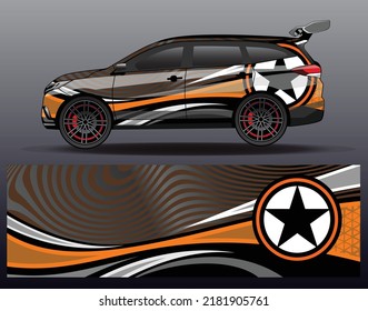 Vector de diseño de ajuste de calcomanías de auto. Fondo abstracto para el envoltorio de vinilo del vehículo. Antecedentes estribillos abstractos de carreras de deporte de diseño gráfico kit para carreras de autos, rally, vehículo, livina y aventura