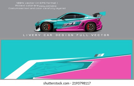 Car decal wrap design vector. Graphic abstract stripe racing background kit designs for vehicle, race car, rally, adventure and livery