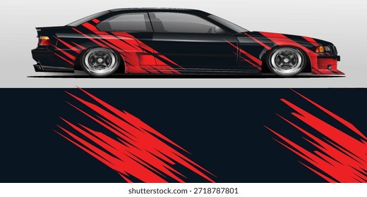 Design-Vektor für Aufkleber-Wrap. Grafische abstrakte Streifen Rennen Hintergrund Kit Designs für Fahrzeug, Rennwagen, Rallye, Abenteuer und Livree